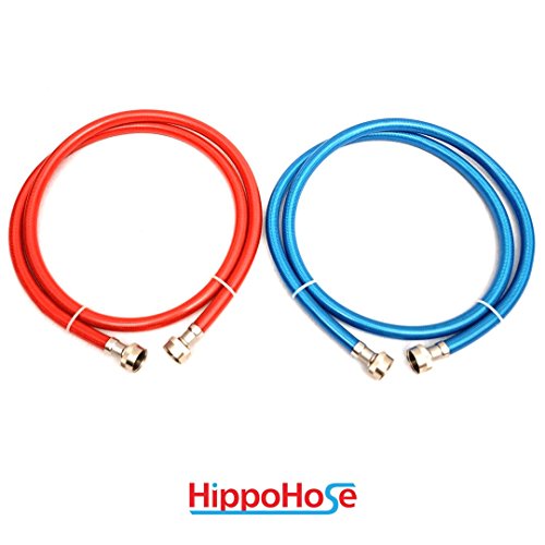 Washing Machine Hose Stainless Steel Braided Water Supply Line - 6 ft Burst Proof - 2 pack - Hot and Cold Color Coded PVC Layer - Extra Insulation for added Home Protection