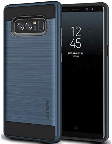 Galaxy Note 8 Case, DAMPO [Meister]-[Brushed Metal Texture][Slim Fit] Heavy Duty Sturdy Bumper Soft PC TPU Shock Scratch Resist Protective Slim Armor Case For Samsung Galaxy Note 8-Navy Blue