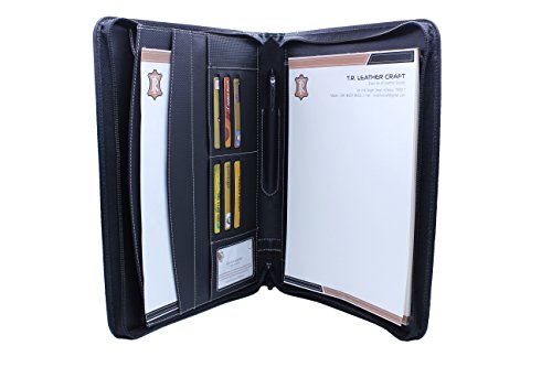 Premium Genuine Leather RFID Blocking Business Portfolio/Organizer with Zipper Black by Lowenherz (14.25 x 10.75 x 1.15, Samsonite Black)
