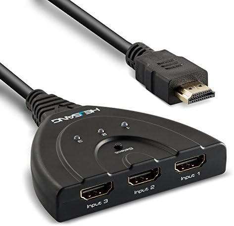 HEJSANG HDMI Switcher, 3 Port HDMI Switch Splitter Selector with High Speed Pigtail HDMI Cable, Gold Plated Connector, Support 3D&amp;Full HD 1080P for HDTV, PS3, Xbox, Blu-ray Player, DVD Player etc.