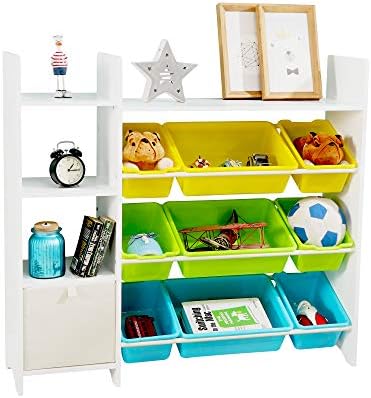 toy storage cabinet with bins