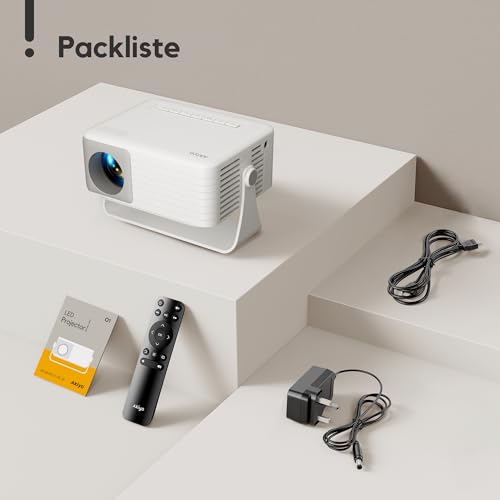Mini Projector [Car Keystone & 2026 Upgraded] AKIYO O1 Projector Small 1080P Supports 360° Rotatable 15000L Projector for Home Cinema, 50% Zoom Outdoor Projector Compatible with Smartphone/TV Stick/HDMI/USB