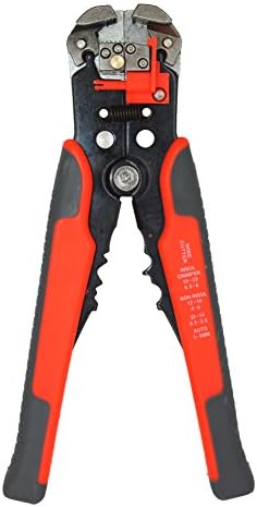 Wire Stripping Tool,8-Inch Self-Adjusting Professional Multifunctional cable stripper for Industry 10-24 AWG Stranded Wire Cutting by Drillpro-Red