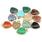 LHJ 5 Pcs natural stone pendants heart shape polished crystal agate stone random pendants for jewelry making necklace bracelet