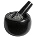 Black Granite Mortar and Pestle Set, with Anti-Scratch Padding, in Protective Packaging (5.2 Inch, 6 Lbs, Polished, Black, Extras)