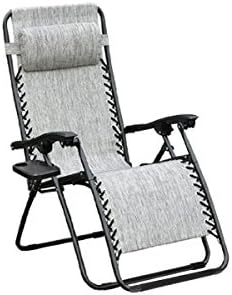 Odaof Adjustable Patio Outdoor Zero Gravity Chair Recliner Lounge Chair W/ Cup Holder, Gray