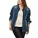 Alya Women Plus Size Stitching Button Front Washed Denim Jacket