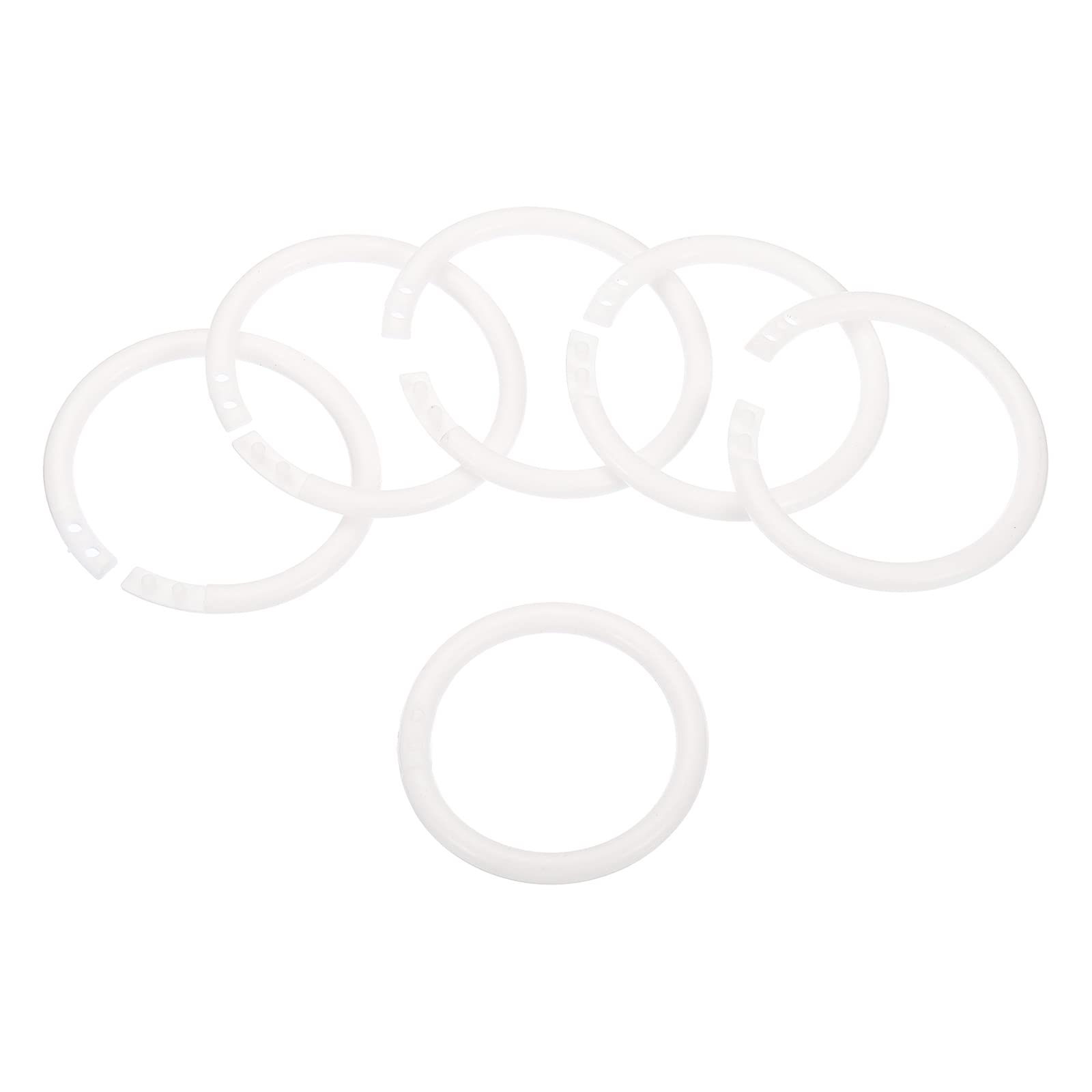 PATIKIL 2" OD 1.6" ID Loose Leaf Rings, 50 Pack Binder Ring Plastic O Rings for Book DIY Scrapbook Notebook, White