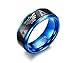Mealguet Jewelry Tungsten Carbide Two-Tone Blue Black Step Edge Legend of Zelda Triforce Ring Bands for Men Boy