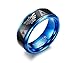 Tungsten Carbide Two-tone Blue Black Step Edge Legend of Zelda Triforce Ring...