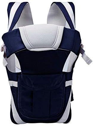 Whitecloud Transforming Homes® Adjustable Hands-Free 4-in-1 Baby Carrier Bag with Comfortable Head Support & Buckle Straps (Navy Blue)