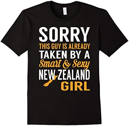 Mens This Guy Taken By Smart &amp; Sexy New Zealand Girl TShirt XL Black