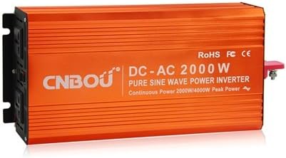 CNBOU 2000 Watt 12VDC to 120VAC Pure Sine Wave Off-Grid Power Inverter