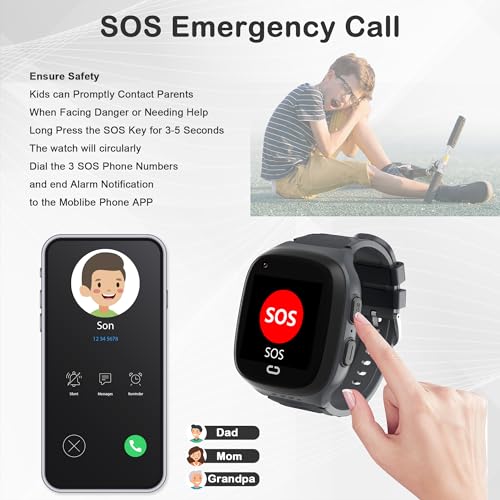AIWIEP Smart Watch GPS Tracker with Calling,sos,gps Tracker,voice Chat,camera, Kids Cell Phone Toys for Ages 5-7 Boys Age 3-12, for Kids, 4G