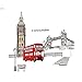 Wall Decals DIY London Style, Home Inspira Art Murals Wall Decals Removable Vinyl Wall Decor London Big Ben Bus Bridge Street For Office Kids Living Room Bedroom Kitchen Wallpaper(24x36Inch)