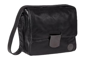 Image of Lassig Casual Messenger Crossbody Diaper Shoulder Bag Handbag Tote-Bag Includes Matching Insulated Bottle Holder, wipeable Changing Mat, Stroller Hooks, Black