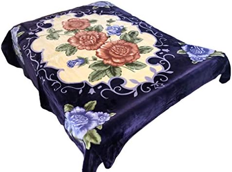 SOLARON 4ESTACIONES Mink Plush Korean Style Durable Blanket from Company (Purple Flowers, King)