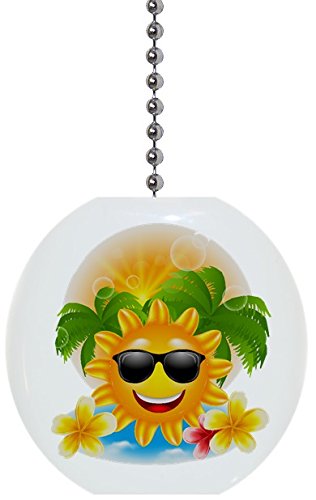Tropical Sun with Sunglasses Solid Ceramic Fan Pull