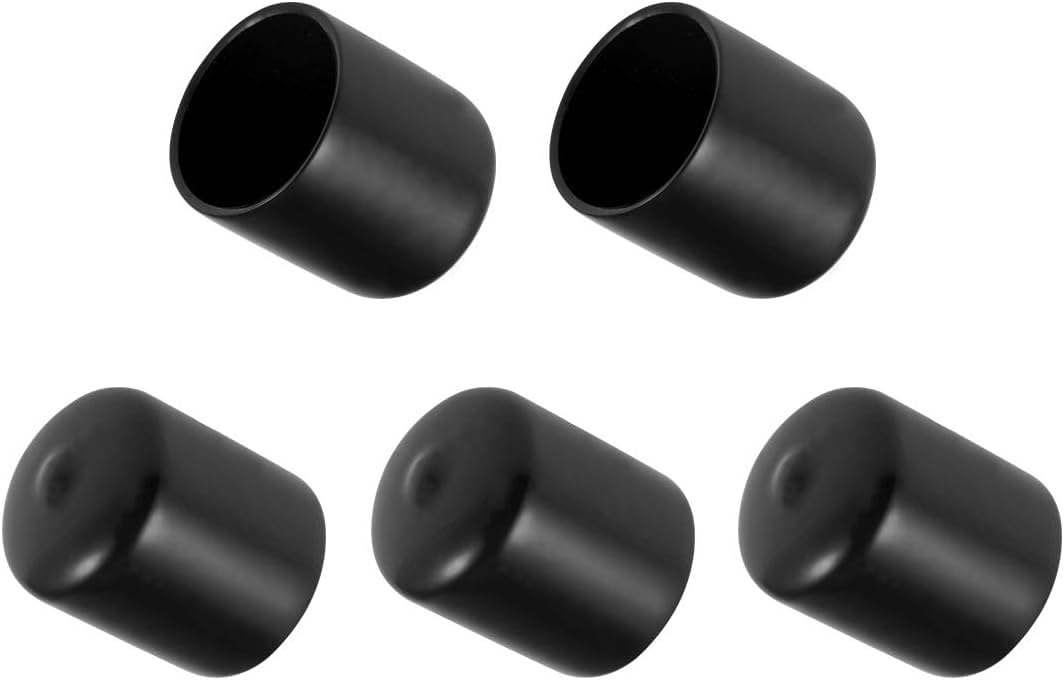 MACHSWON 5pcs Black Rubber Round End Caps, 27mm ID, Vinyl Thread Protectors for Screws, Tubes, Cables, Wires