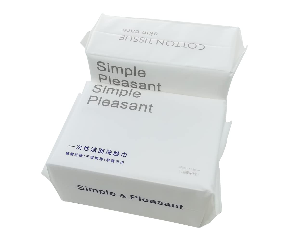 5.9x7.9inch Organic Cotton Facial Wipes Towel; Ultra Soft Baby Care Tissue, Absorbent Body Wipe for Washing Face Eye Makeup Remover Nail Polish, Wet/Dry Disposable Use Cleaning Face Wipe(2Packs)