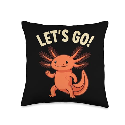 Let’s Go Cute Axolotl Funny Design Throw Pillow