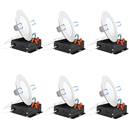 Sunco Lighting 6 Pack Dimmable 4 Inch Slim LED Downlight with Junction Box, 10W=60W, 5000K Daylight, Recessed Jbox Fixture, Simple Retrofit Installation