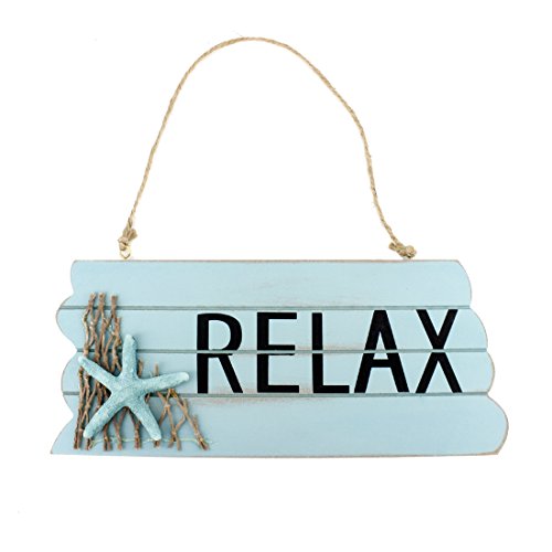 11.6"x5" Nautical Wood Jute Rope Hanging Welcome Sign RELAX with Starfish