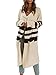 Simplee Women's Casual Open Front Long Sleeve Knit Cardigan Sweater Coat with Pockets (4-6, Stripe)