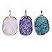 Zhenhui 3 Pieces Exaggeration Irregular Natural Drusy Necklace Pendant for DIY Jewelry Making Oval Shaped Agate Stone Pendant Valentine's Day Gift
