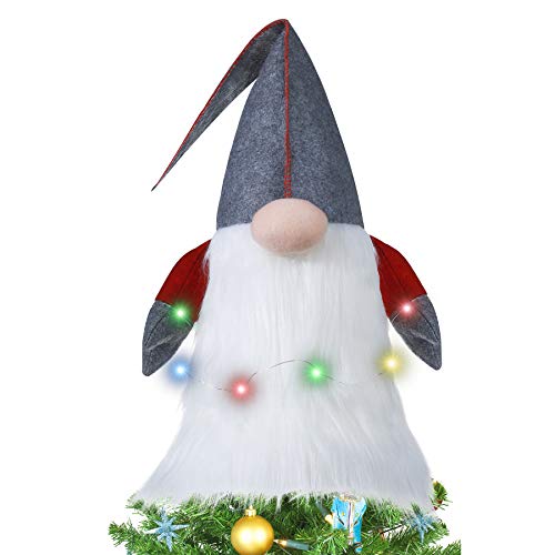 Oubomu Lighted Christmas Tree Topper, Large Scandinavian Swedish Tomte