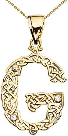 10k "G" Initial In Celtic Knot Pattern Yellow Gold Pendant Necklace,16"