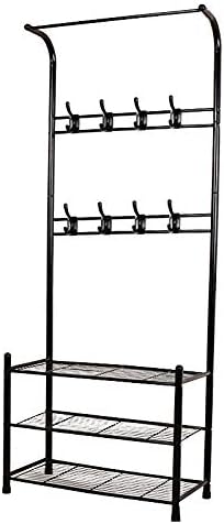 Amazon Co Jp Akozlin 玄関収納ラック ハンガーラック 玄関ラック ドアハンガー コート掛け 収納ラック コートハンガー 衣服収納 8フック付き 3段 棚付き 洋服掛け バッグ掛け 帽子掛け 靴収納 寝室 リビング ルーム 組み立てが簡単 ブラック 幅65 奥行30 高さ180cm