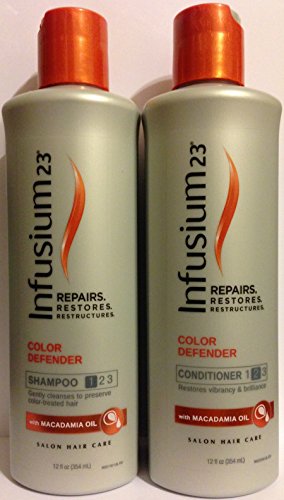 Infusium 23 Salon Hair Care - Color Defender - With Macadamia Oil - Shampoo & Conditioner Set - Net Wt. 12 FL OZ (354 mL) Per Bottle - One Set