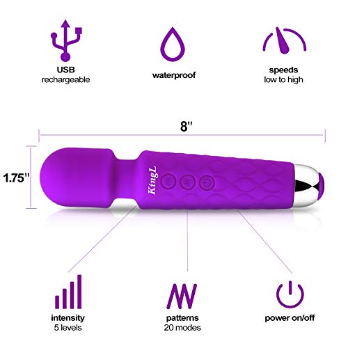 KingL Personal Magic Wand Massager Powerful Vibration Silent, Waterproof, Handheld, Cordless for Neck Shoulder Back Body Massage, Sports Recovery & Muscle Aches … …