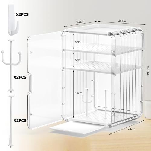 GOGOBAO Baby Bottle Organizer,Clear Baby Bottle Storage Organizer for Countertop and Cabinet,with Drying Rack and Hook,Space-Saving,Multifunctional Station Organizers Accessories