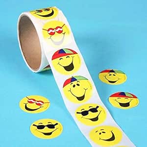 amazoncom reward stickers for kids 100pcsroll smiling face emoji