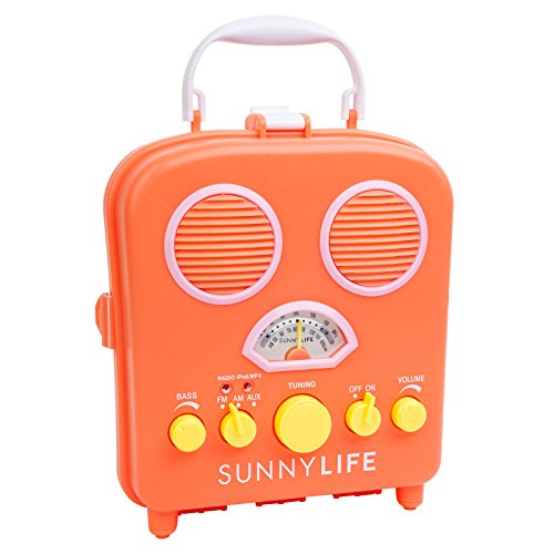SunnyLife Portable Beach MP3 Speaker with AM/FM Radio and Smartphone Holder - Orange