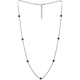 COOLSTEELANDBEYOND Exquisite Black Statement Necklace Long Chain with Red Rhinestones Ball Charms Pendant, Dress Party