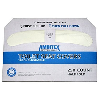 Ambitex TSC250 Toilet Seat Covers, White (Pack of 250)