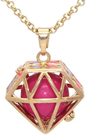 REYOW Enamel Hollow Heart Shaped Aromatherapy Pendant Locket 30" Chain Necklace Essential Oil Diffuser (Rose)