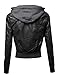 Awesome21 Women's Faux Leather Bomber Military Style Hooded Jacket