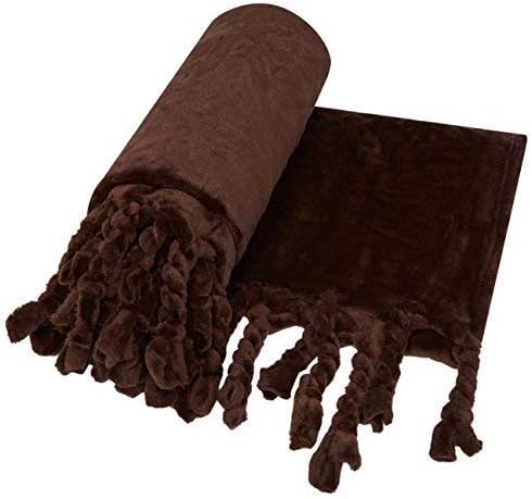 NEWSHONE Flannel Fleece Blanket - Bed or Couch Throw (50inX60in, Braided Tassel)
