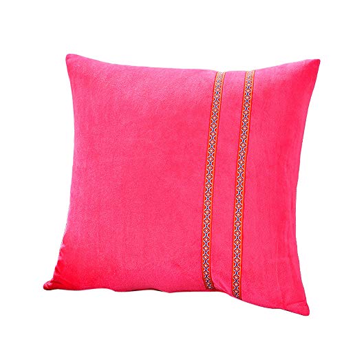 Happy Christmas Pillowcase,Square Christmas Garland Pillow Decorative Shams Pillowcase for Home Decor,45 x 45,No Pillow Core (D) - Thumbnail 2