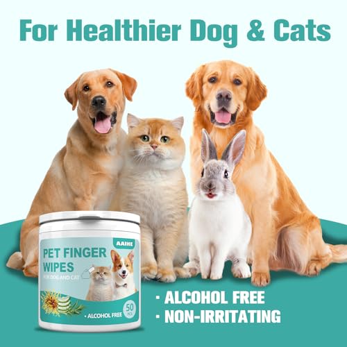 AAIHE DOG EAR FINGER WIPES,GENTLY REMOVE EAR WAX & DIRT,RELIEVE EAR ITCHING. ALL NATURAL INGREDIENTS DOG EAR WIPES.SAFE & GENTLE EAR WIPES FOR DOG & CAT – 50 COUNT