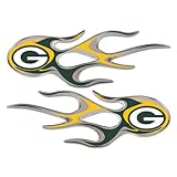 Green Bay Packers NFL Micro Flames Auto Decal 2 Pack for Car Truck Motorcycle Bike Mailbox Locker Sticker Football Licensed Team Logo