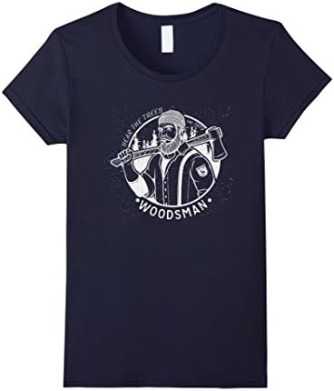 Womens Axe-Man Lumberjack &amp; Woodsman Outdoors T-Shirt Medium Navy