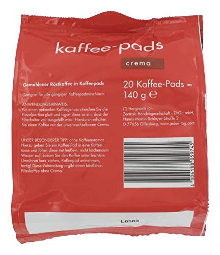 Jeden Tag Kaffeepads, Crema, 140 g – Bild 3