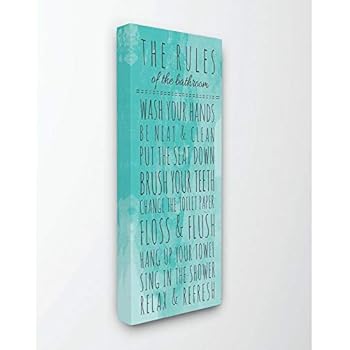 Amazon Com Stupell Home Decor Bathroom The Rules Turquoise