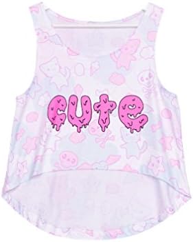 2016 Summer Crop Tops Pink Cute Ice Cream Print for Women