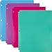 JAM Paper 2 Pocket 3 Hole Punched Plastic Presentation School Folder - Assorted Colors - 4/pack